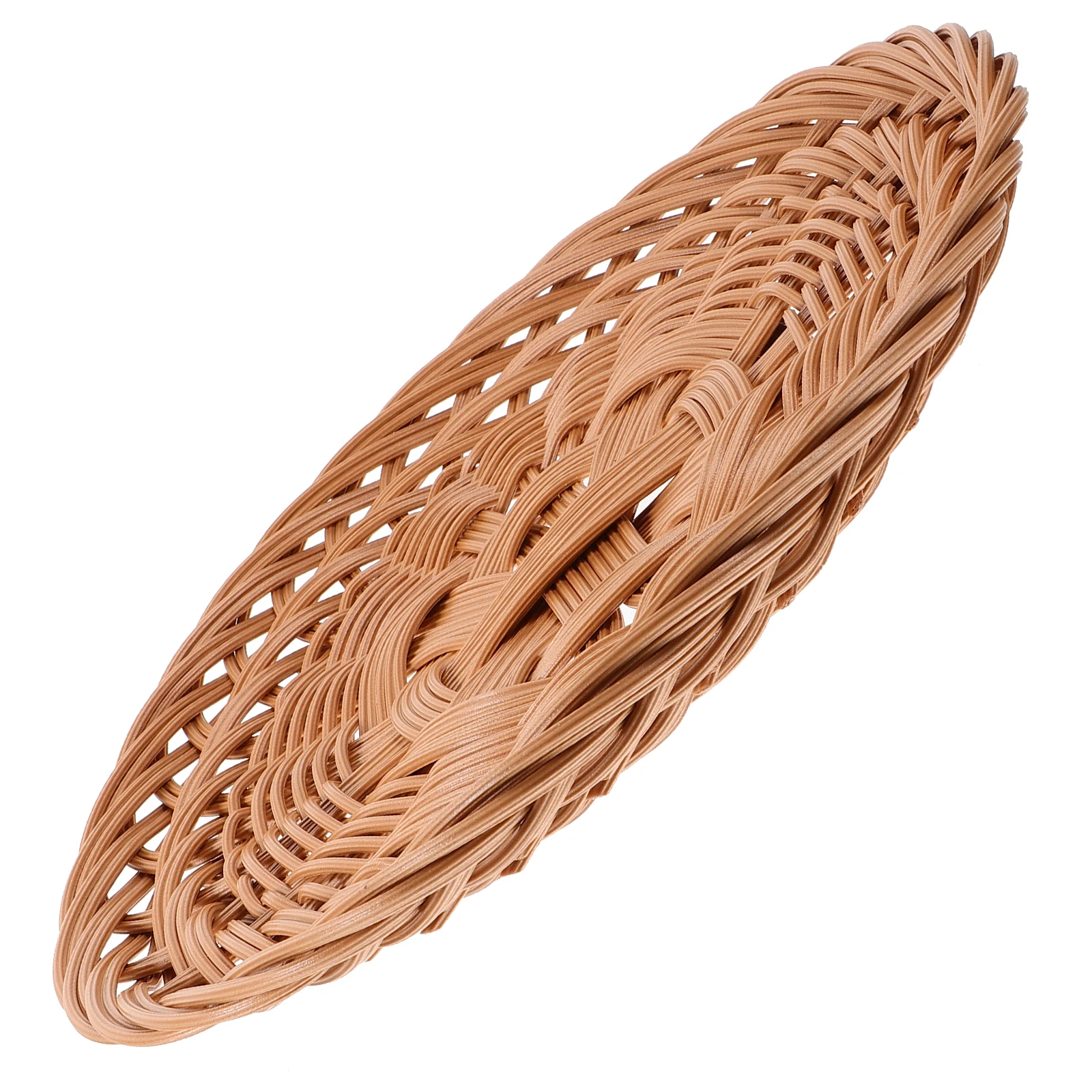 

Woven Bread Tray Small Woven Basket For Storage Plastic Rattan Imitation Storage Kitchen Baskets Fruit Snacks Dessert