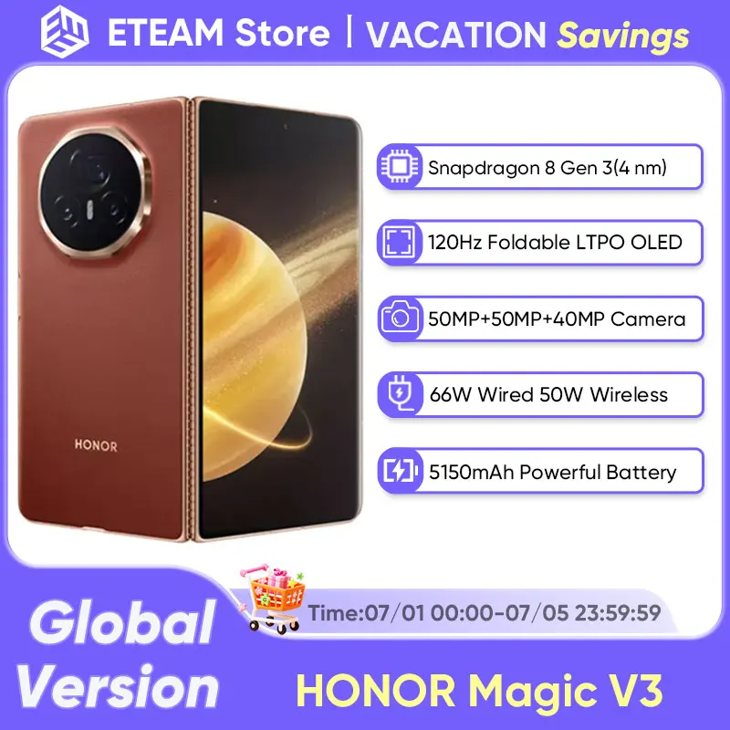 New Honor Magic V3 5G Foldable phone LTPO OLED 120Hz Display 7.92