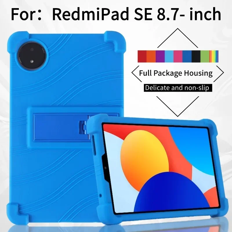 For Xiaomi Redmi Pad Se 4G 8.7 Inch 2024 Tablet Case Super Shockproof Silicone Protective Case Stand Cover Soft