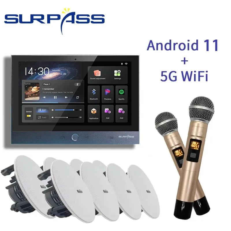 Умный дом Android Bluetooth Wi-Fi настенный усилитель аудио PA коаксиальный потолочный динамик беспроводной микрофон караоке стерео музыкальные комбинированные устройства