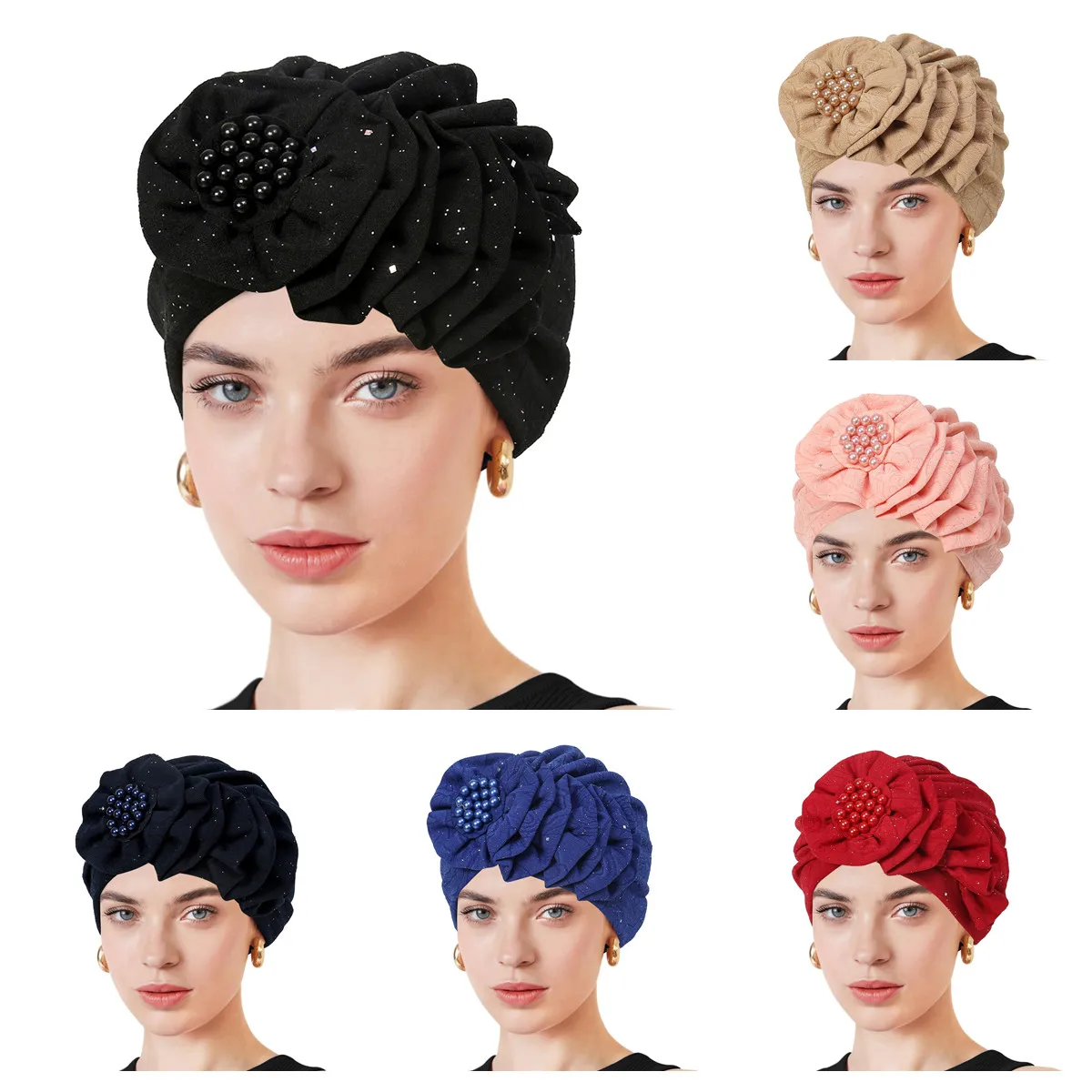 

New Multicolour Flowers Hijab Cap for Ramadan Solid Color Indian Hat Muslim Fashion Head Wrap Women Turban Bandana Bonnet