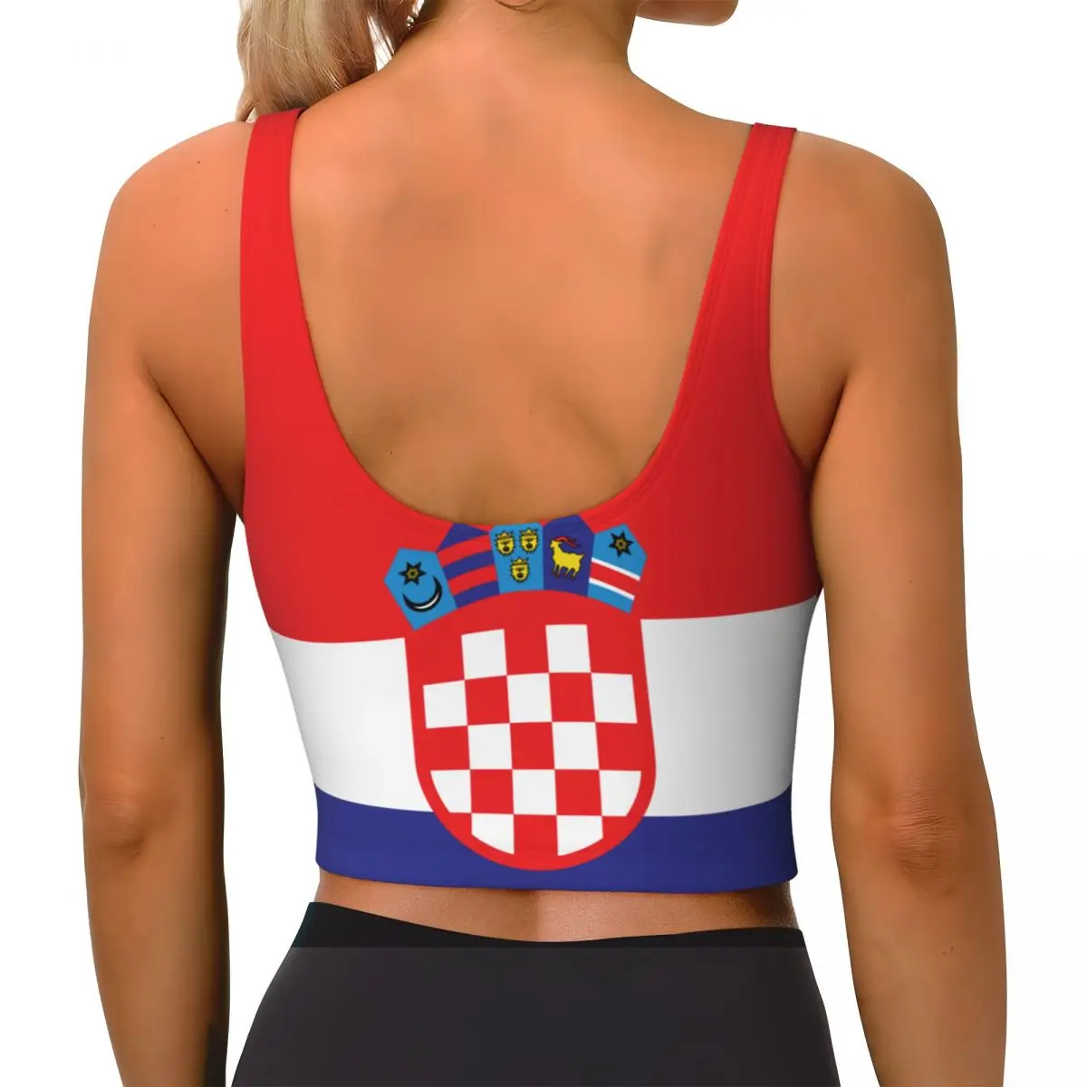 Yoga Vest Women Gym Sports Crop Tops Croatia Flag Streetwear Workout Breathable Tank Top Female