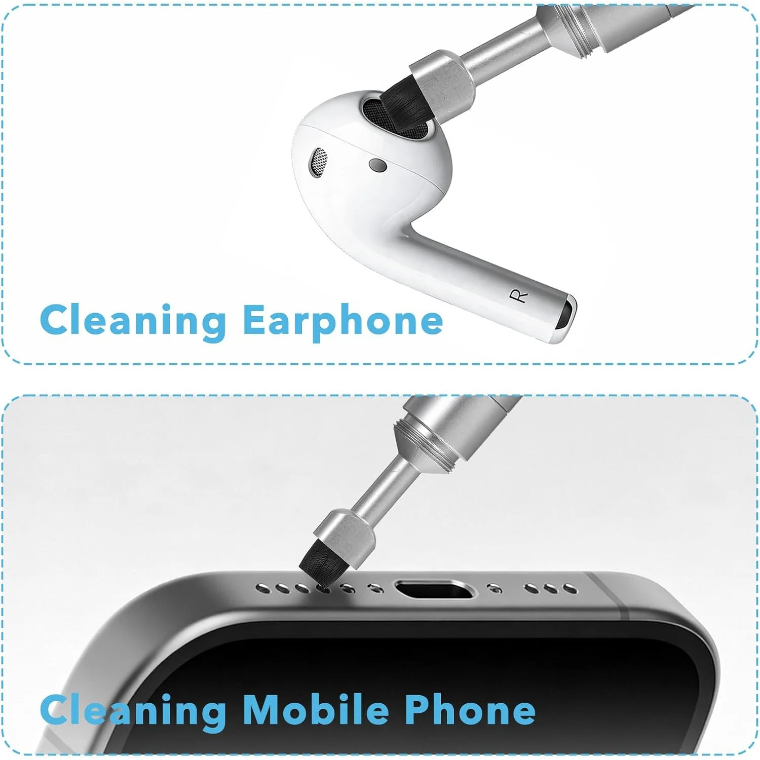 2-In-1 Double-Head SIM Card Pick-Up Pin, with Keychain Tool, Easy to Carry, for Cleaning Headphones, Mobile Phone Reset Devices view 3