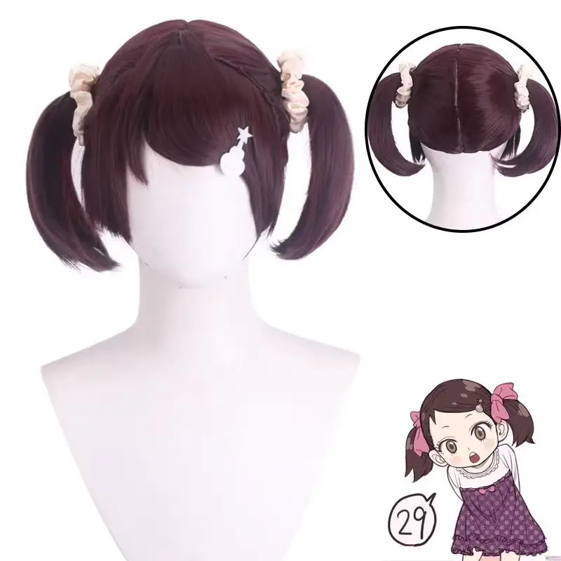 SPY×FAMILY Becky Blackbell Cosplay Wig Matte High Temperature Fiber Wine Red Double Ponytail Wig With Wig Cap For Halloween
