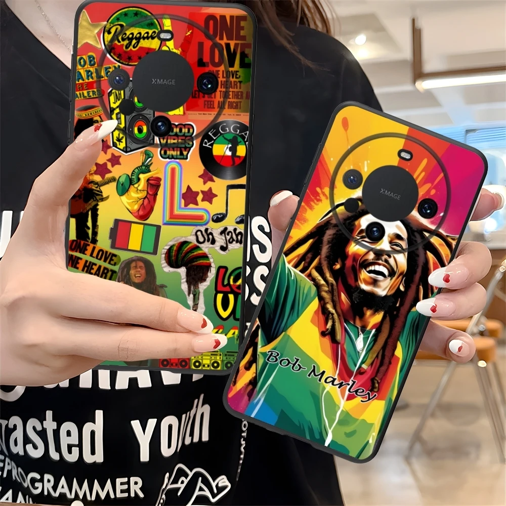 Reggae Bob Marley Mobile Cell Phone Case for Huawei Mate 60 50 40 30 20 10 Pro Plus Lite E 5G Black Soft Phone Cover Shell