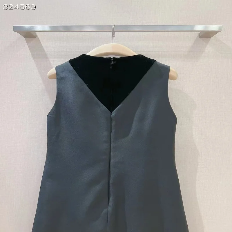 Fyion-vestido negro sin mangas para mujer, prenda Sexy con cuentas, diseño de pasarela, hasta la rodilla, gran oferta, 2024