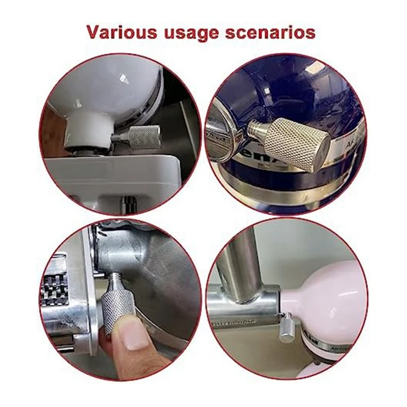 Viti a testa zigrinata per accessori da 2 pezzi per miscelatori con testa inclinabile e ciotola di sollevamento, sostituzione accessorio per vite con manopola del mozzo lungo argento