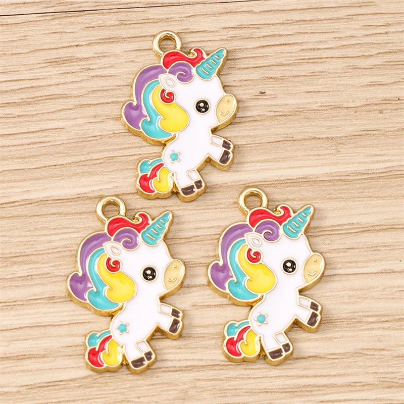 10 Stück Cartoon Tier Charms Emaille Pferd Charms für Schmuckherstellung Ohrringe Anhänger Halsketten Armbänder DIY Bastelzubehör – Detail 8