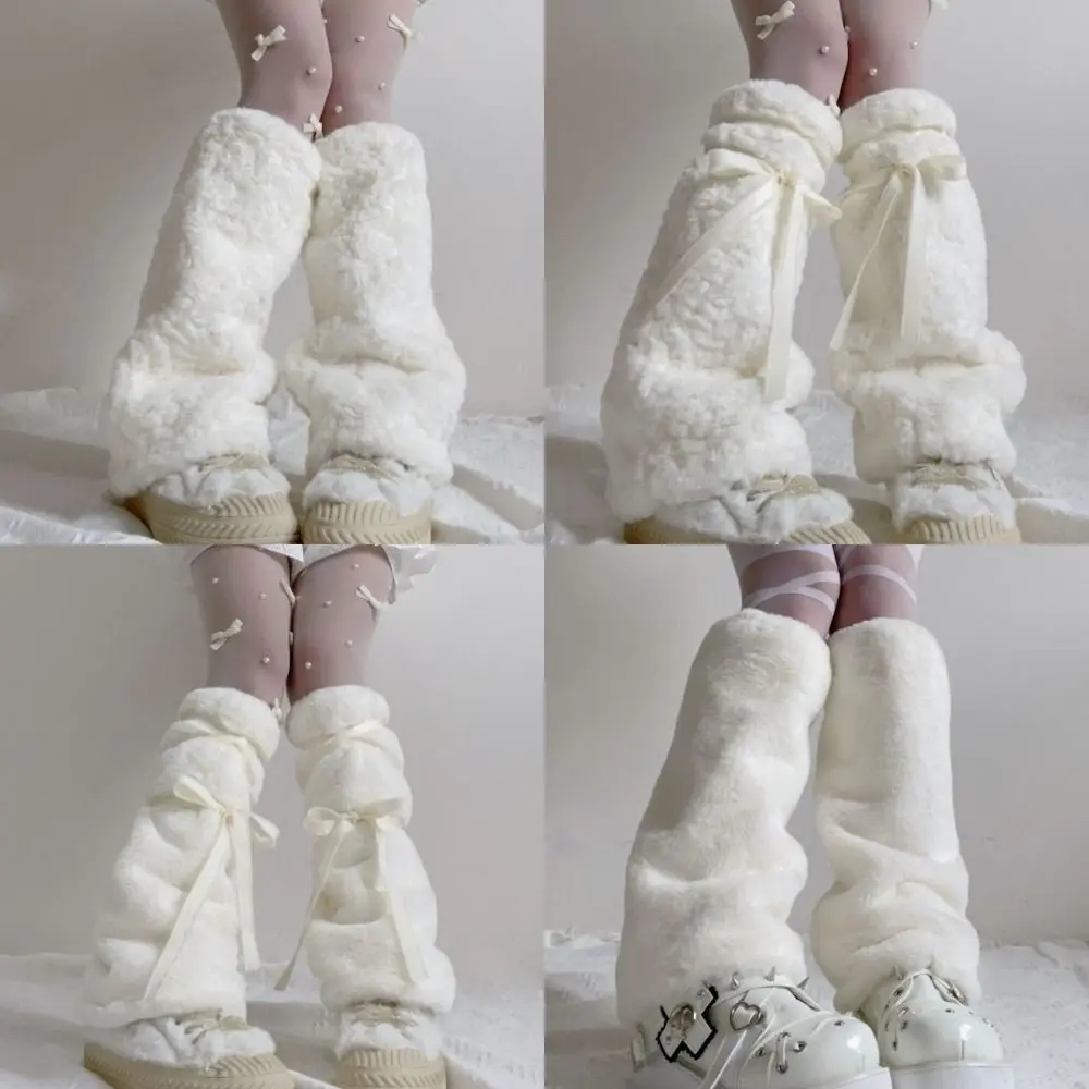 Y2K Furry Women Leg Warmers Elegant Soft Warm Calf Cover Boot Socks Leg Protection Leg Socks Winter Pile Socks for Party Street