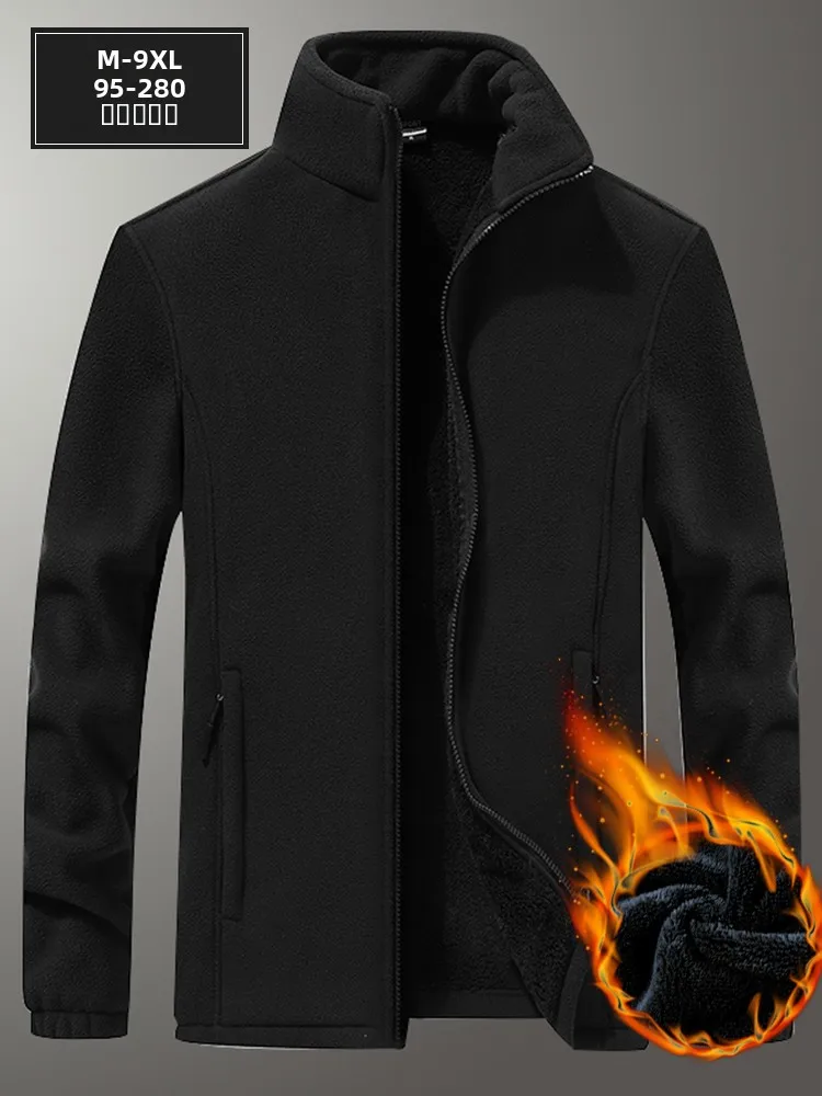 

Мужская утепленная куртка с флисовой подкладкой и воротником-стойкой, осенне-зимняя, теплая, повседневная, на молнии, с длинными рукавами, свободного кроя, верхняя одежда