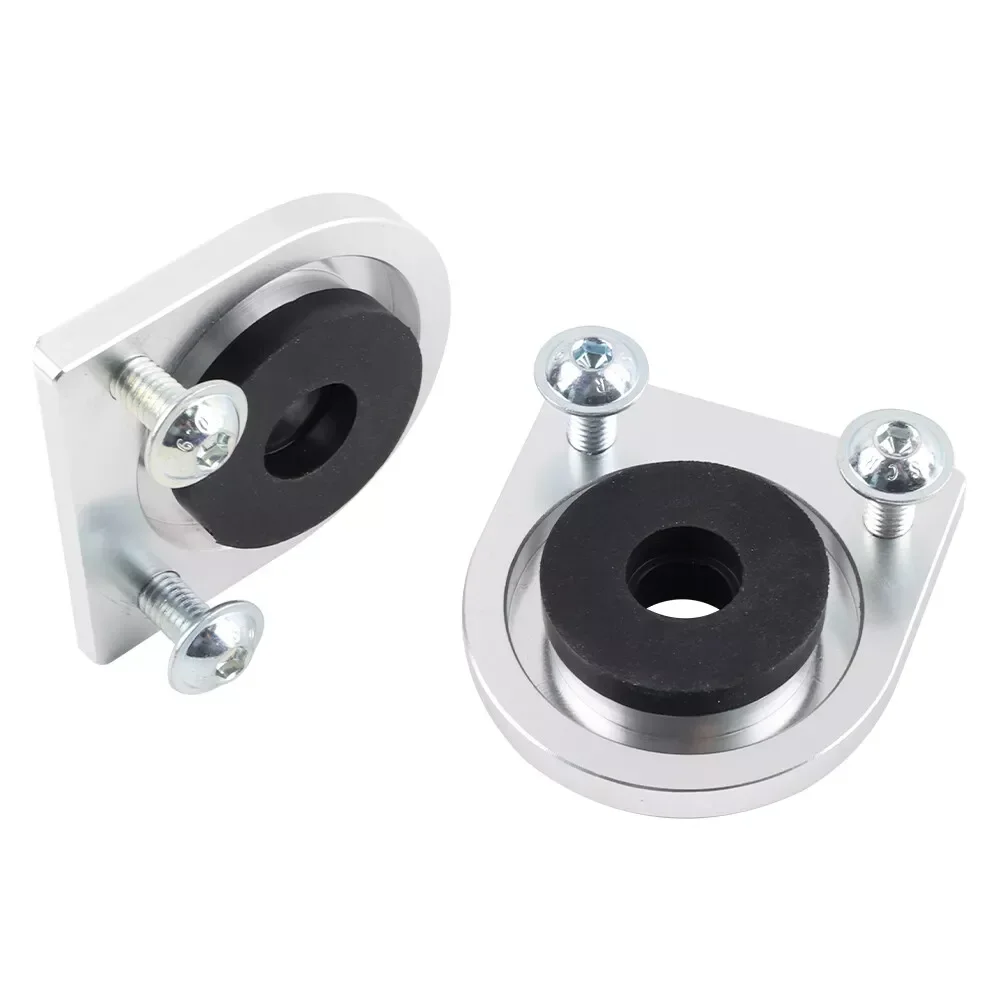 Racing Car Silver Pair Aluminum Radiator Lower Bracket Relocator + Low Profile Bushings For Honda Upgrade Diy Accessories