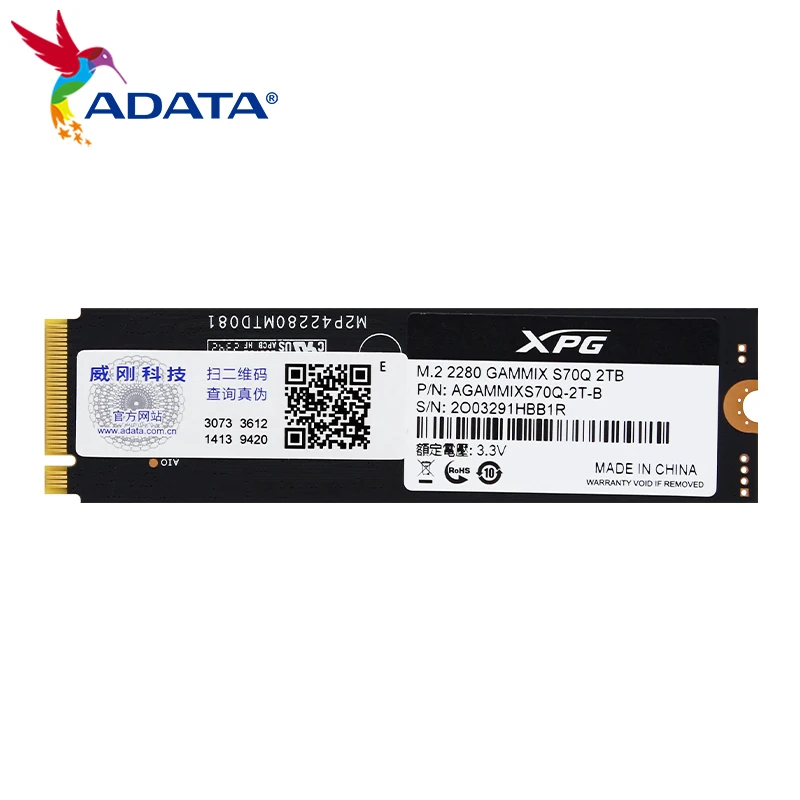 ADATA XPG GAMMIX S70Q 1TB 2TB PCIe Gen 4x4 M.2 SSD TLC Internal Solid State penyimpanan Disk untuk PS5/Laptop/Desktop