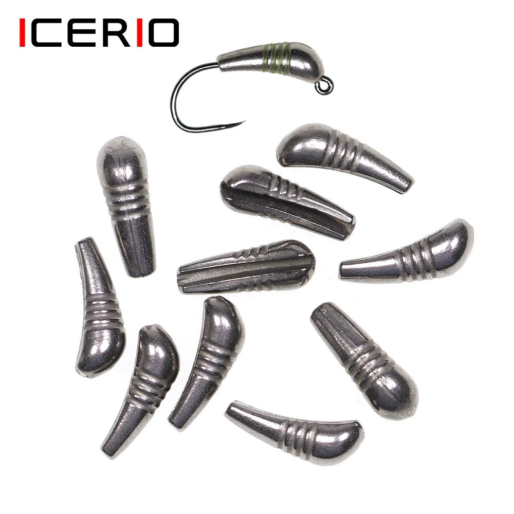 ICERIO 10PCS Fast Sinking Nymphs Scud Fishing Fly Tungsten Heavy Body Jig Hook Back Bead Fly Tying Material Accessories