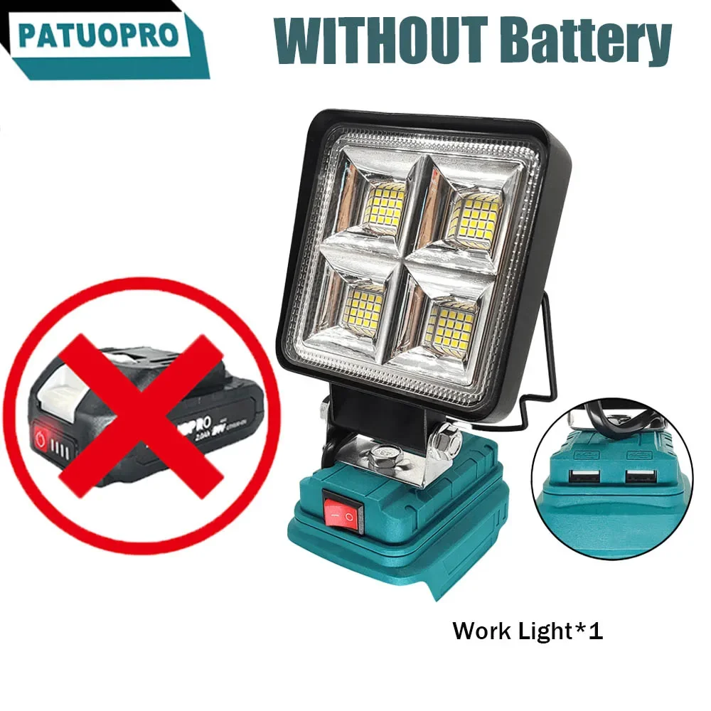 PATUOPRO 4 Inch Cordless Handheld LED Work Light 64 LED Portable Rechargeable Camping Lamp For Makita 18V Battery (No Battery)