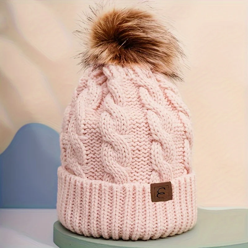 New autumn and winter woolen knitted hat, warm hat, children\'s anti cold and velvet hat, woolen ball hat