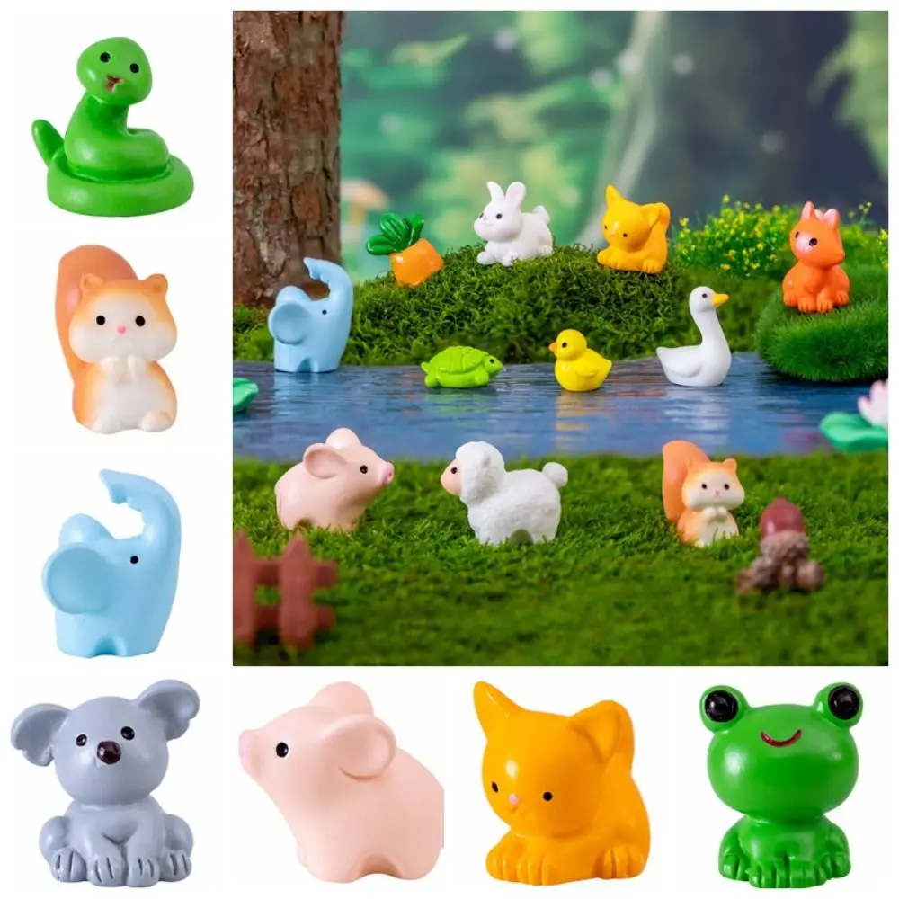 Cat Duck Sheep Squirrel Frog Turtle Animals Micro Landscape Ornaments Cute Realistic Zodiac Animals Miniatures Resin Crafts