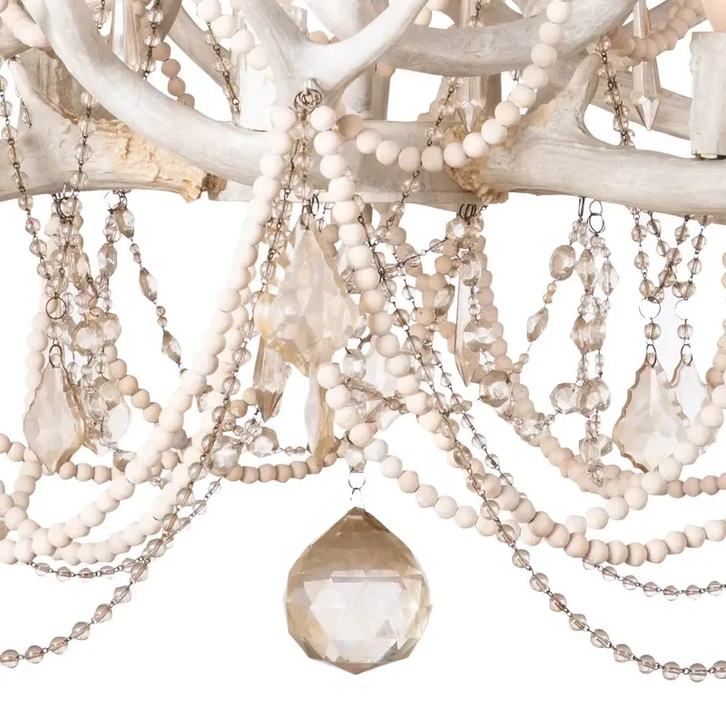 Modern Retro Crystal Chandelier Creative Resin Antler Design Personalized Decorative Lighting Fixture For Bar Cafe Restaurant