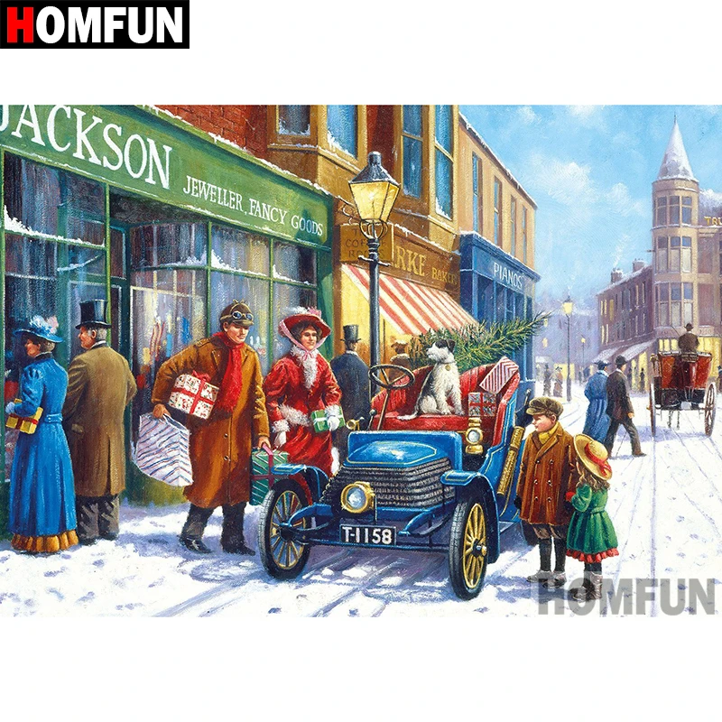 

HOMFUN 5D DIY Diamond Painting Full Square/Round Drill "Town scenery" Embroidery Cross Stitch gift Home Decor Gift A08302