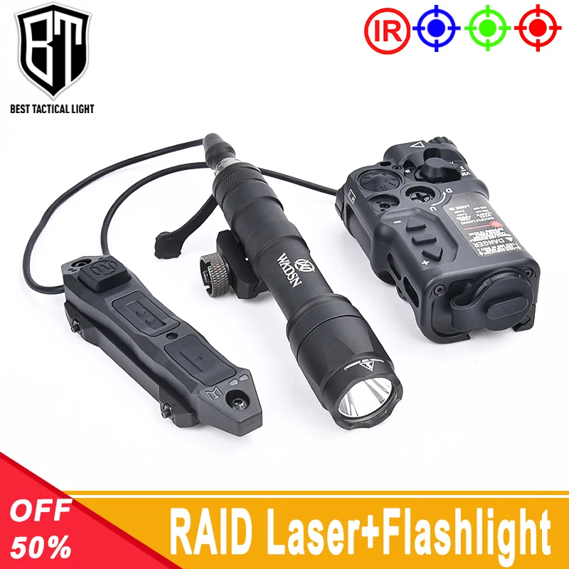 

WADSN Tactical Metal RAID-X Laser Set Red Laser Green Blue IR Laser Strobe M300 M600 Flashlight White LED Light Fit 20mm Rail