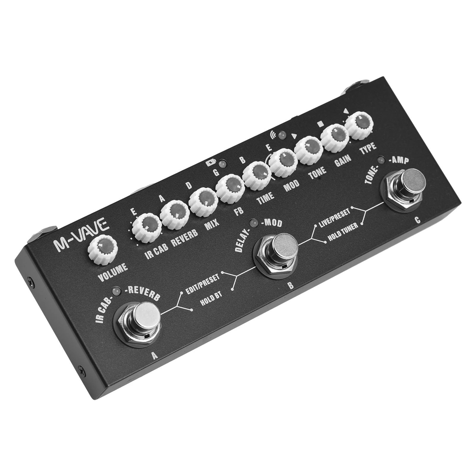 جيتار كهربائي محمول متعدد الوظائف من M-VAVE CUBE BABY بدواسة تأثير مدمجة مع تشغيل الموسيقى اللاسلكية وتسجيل الهاتف