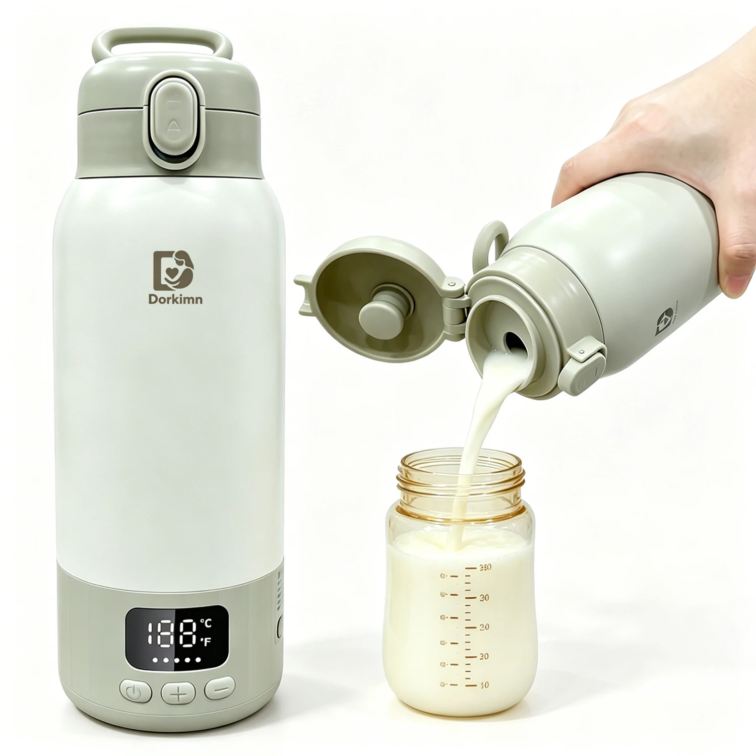 USB Rechargeable Heated Water Bottle 500ml Digital Display 55℃ Constant Temperature Large Battery Portable Cup for Travel Picnic Baby Milk Warming