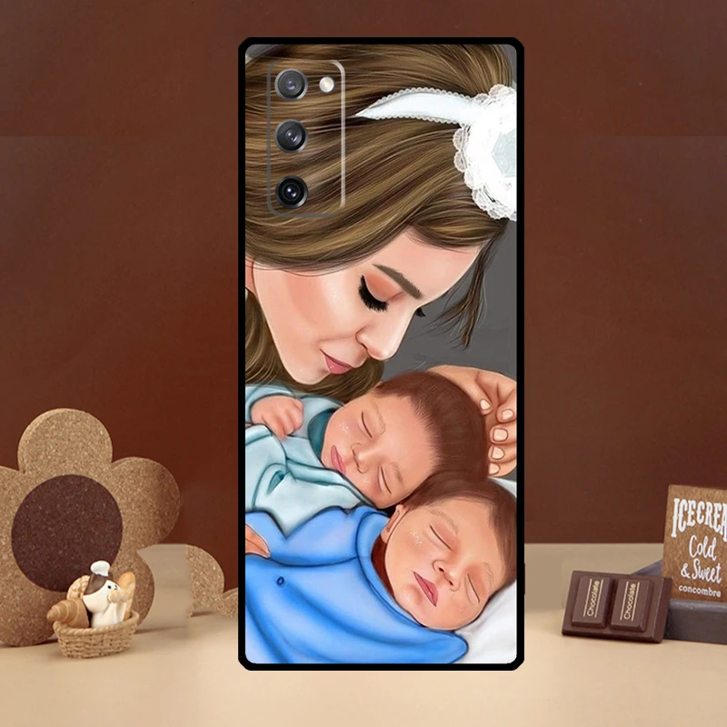 Baby Mother Brown Girl Family Coque For Samsung Galaxy S20 FE S21 Ultra S9 S10 Note 10 Plus Note 20 S22 Ultra Case