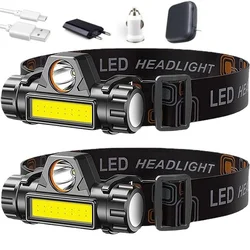 Portable Mini Q5+COB Led Headlamp USB Rechargable Headlight With Built-in 18650 Battery Camping Fishing Lantern With Magnets