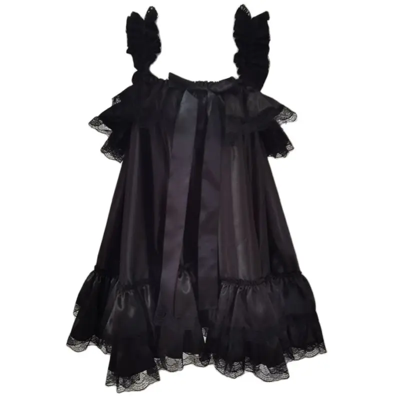 

Hot Selling Adult Giant Baby Sexy Girl Black Suspender Satin Sissy Pajama Dress Japanese Maid Role-playing Custom Multi-color