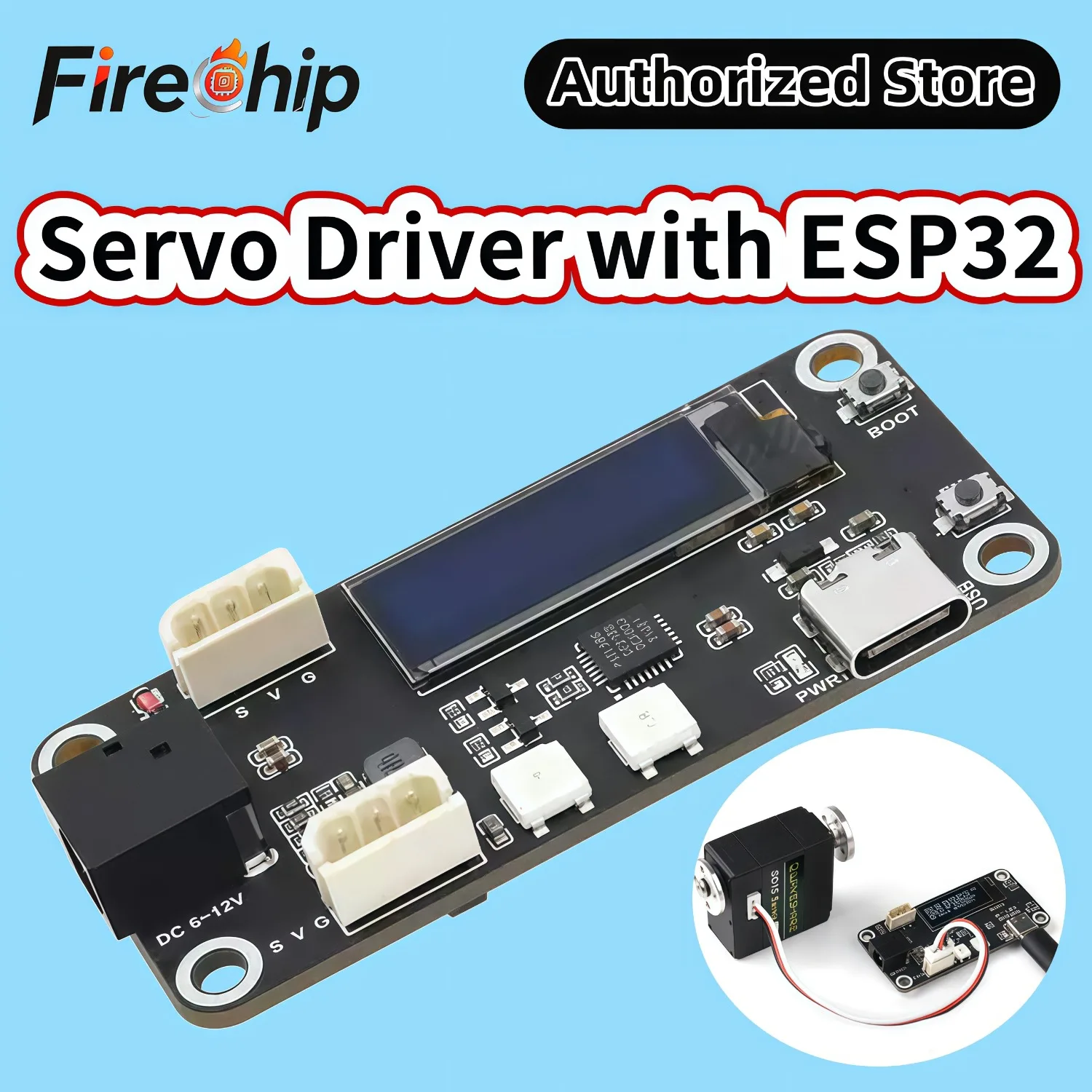 FireChip ESP32 Servo Driver Expansion Board, Built-In WiFi and Bluetooth, Dedicated Driver Board Designed For Serial Bus Servos