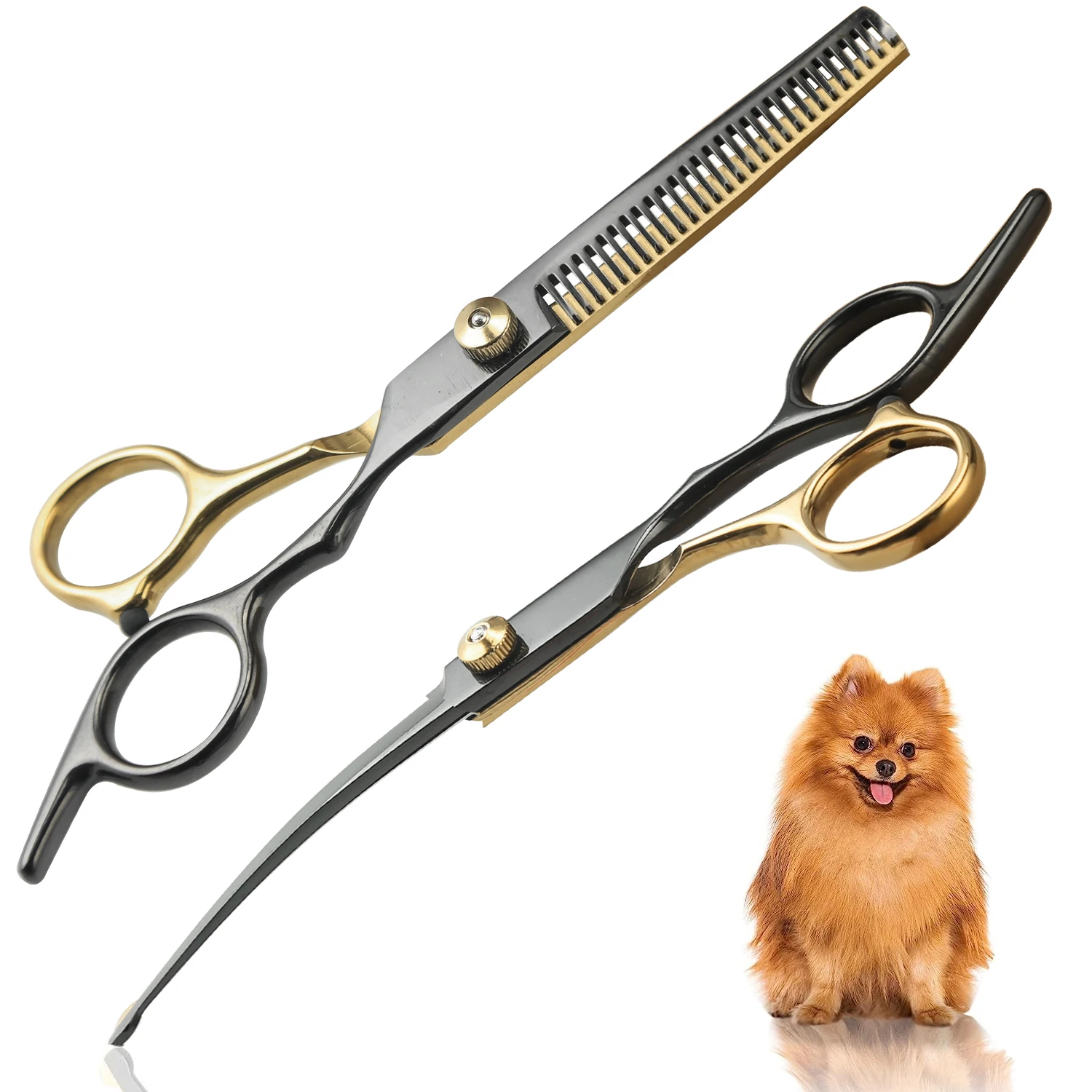 Tesoura Profissional de Aço Inoxidável para Tosa de Animais de Estimação - Orientação para Destros, Tesoura Multiuso para Aparar Pelos de Cães e Outros Pets