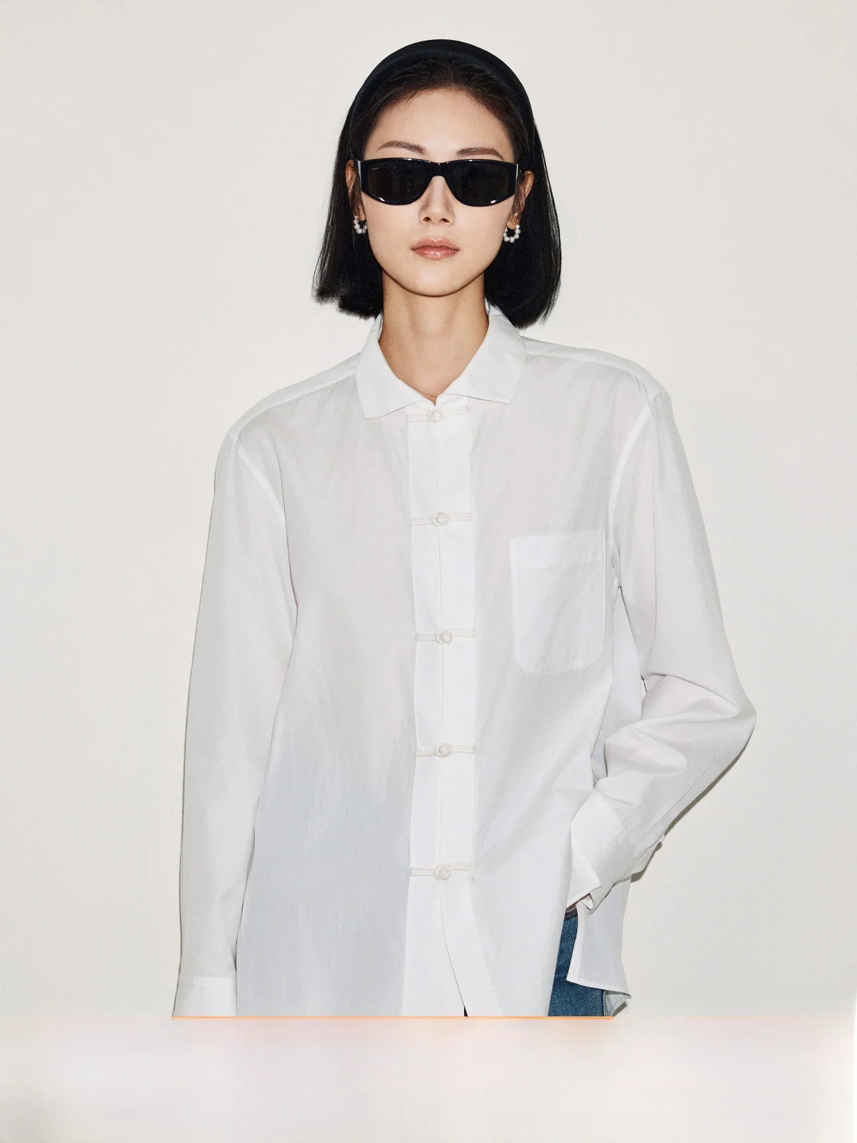 

Белый хлопок ручной работы на пуговицах irt Long Sve Commute Friendly Design Простой коврик Sle by Little Bug для женщин