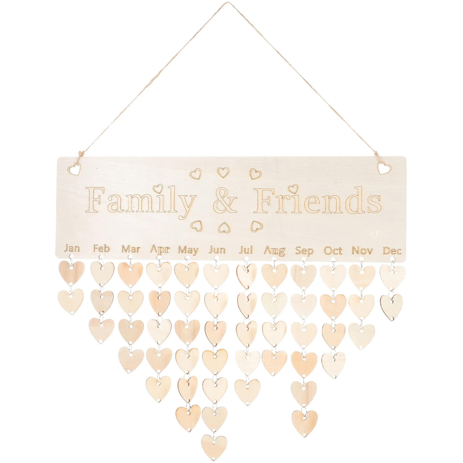 

1Set Family Birthday Calendar Wooden Wall Hanging Reminder Board DIY Heart Round Shape Tags Rustic Style Family Gifts