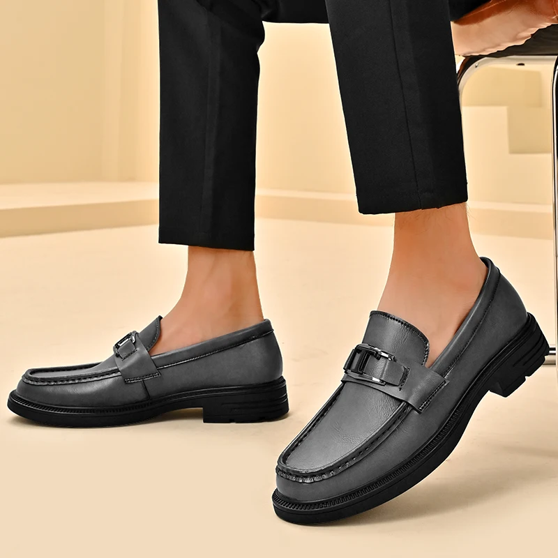

Повседневные лоферы ручной работы, дышащие мужские туфли на плоской подошве для вождения, Лидер продаж, мужская деловая обувь на платформе, мужская обувь без шнуровки из натуральной кожи