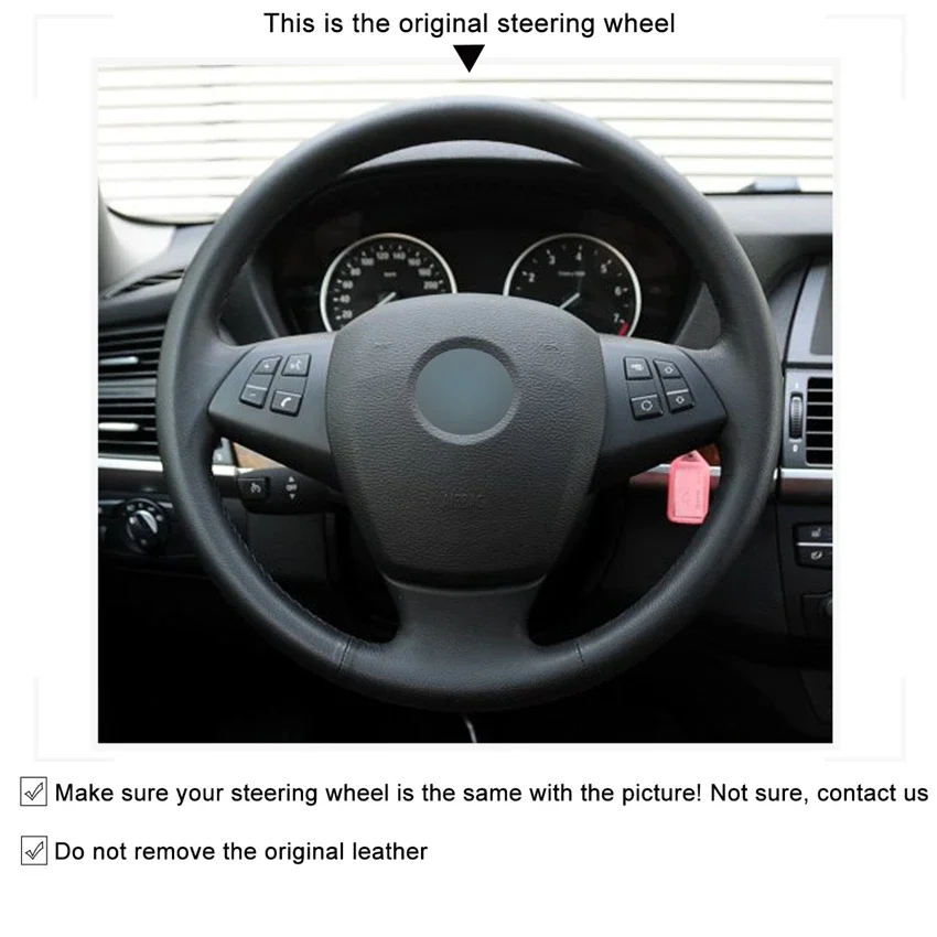 Hand-Stitch Non-slip Suede Leather Car Steering Wheel Cover for BMW E70 X5 2008-2013 iInterior Accessories