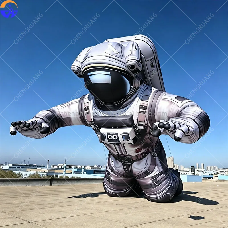 Giant Inflatable Astronaut with White LED Light Air Blow Hanging Spaceman Decoration for Concert Nightclub Event Advertising