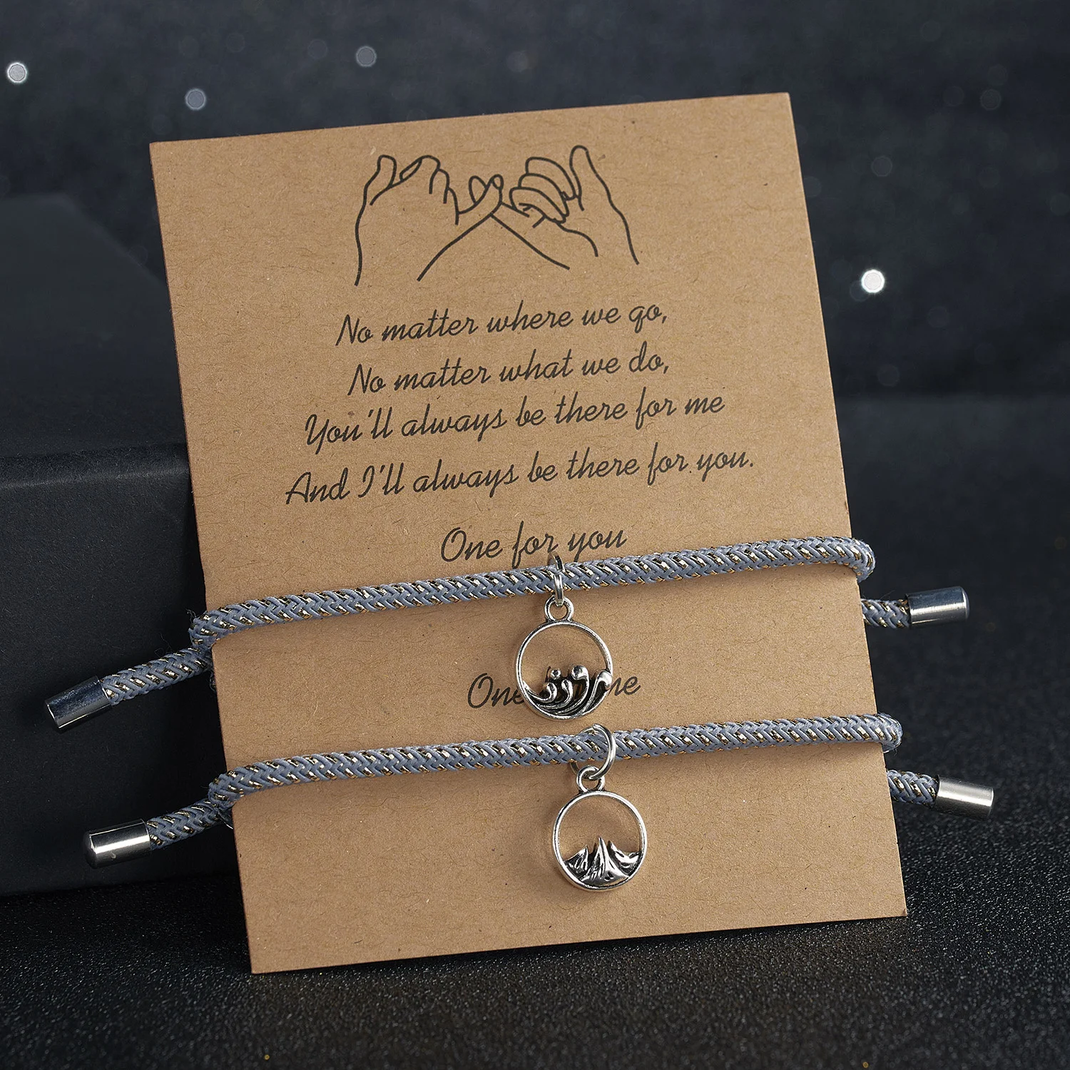 2 Stks/set Paar Magneet Trekken Elkaar Armbanden Voor Vrouwen Mannen Creatieve Berggolven Hangers Armband Sieraden Liefhebber Geschenken