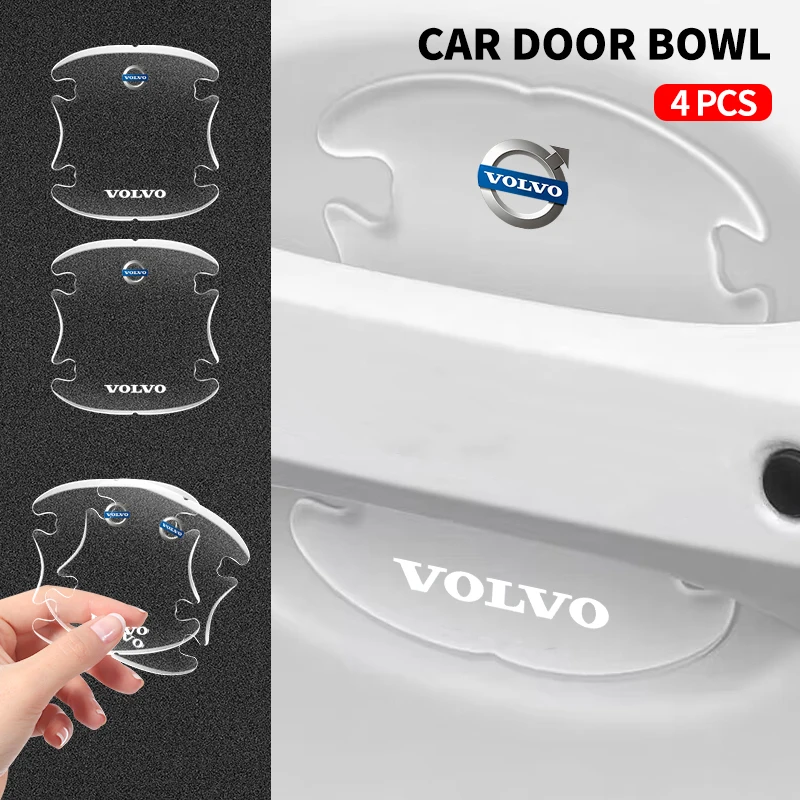 

4 шт. прозрачные защитные наклейки на ручки дверей автомобиля, антицарапинные, для Volvo Rdesign S80 V40 V50 V60 V70 S80L XC60