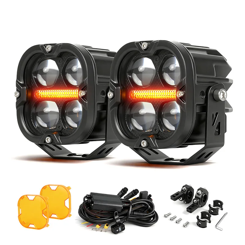 2026 New Motorbike Fog Lights With Bracket High/Low Beam Amber DRL Auxiliary Motorcycle External Spotlight For BMW F850 GS F900