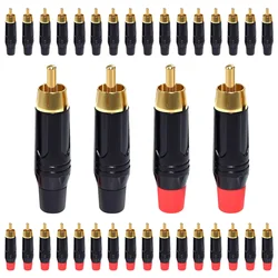 4/8/16/48PCSRCA Plug  Musical Sound  Adapter Connectors Coaxial Cable Audio Jack Gold Plug Male No Solder Connector Speaker