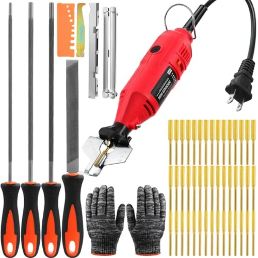 

Threlaco Portable Electric Chainsaw Sharpener Kit with Chain Saw Sharpener Tool, 8 Pcs Chainsaw File Kit, 45 Pcs Diamond Chains