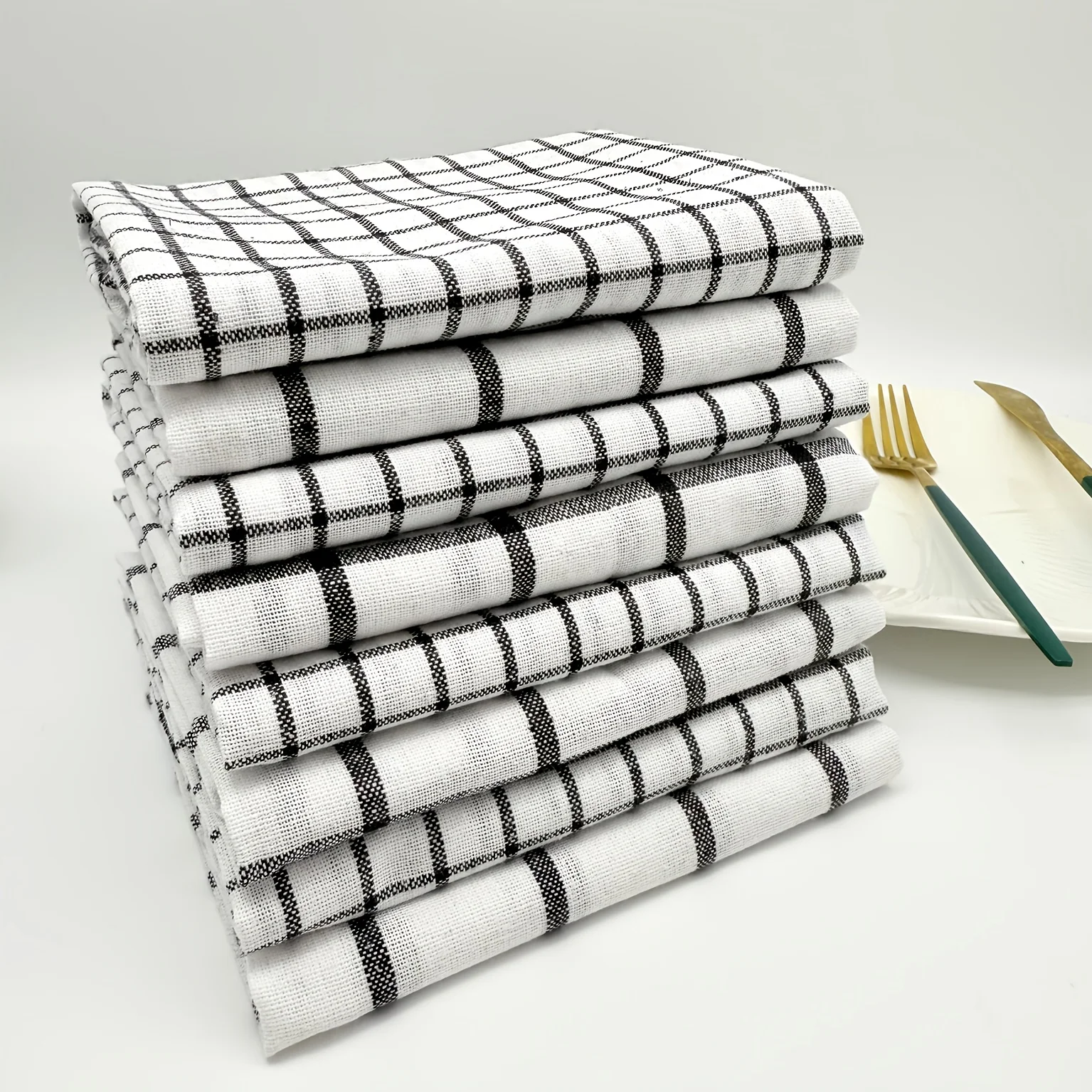 4/8Pcs, Large Vintage Striped Design Cleaning Cloth, Lint-Free Dishcloth - Quick-Drying, Soft and Durable Kitchen Towel, Suitable for Daily Cleaning, Coffee Machines, and Bar Countertops