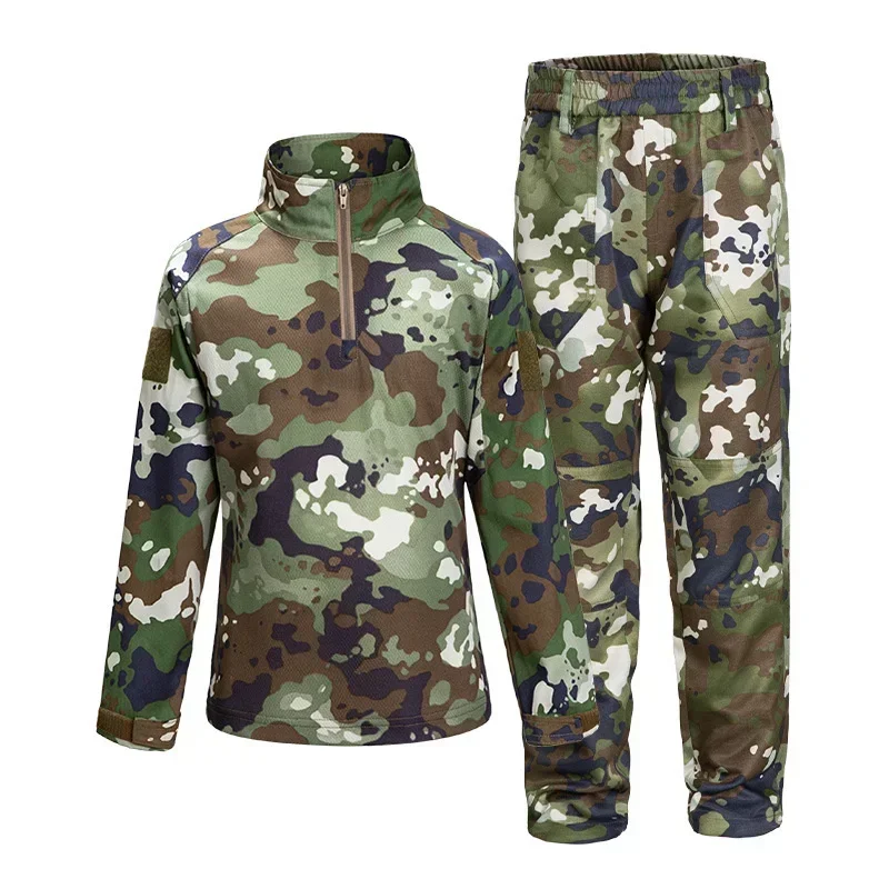 Children Camouflage Uniform Suit Breathable Long Sleeve Outdoor Development School Student Summer Camp Training Uniform