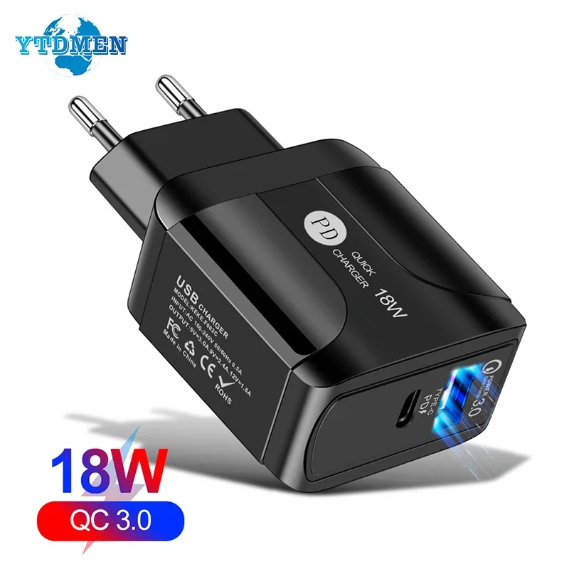 USB Type C Charger Mini Fast Charging 18W PD High Speed Phone Power Adapter For iPhone 13 12 Apple Samsung Xiaomi