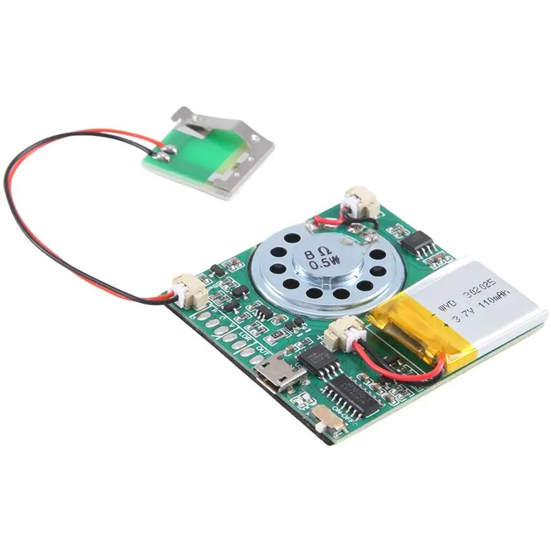 N35R-DIY MP3 وحدة صوت قابلة للتسجيل USB وحدة صوت قابلة للنزيل أخضر، بطاقة تهنئة قطعة واحدة
