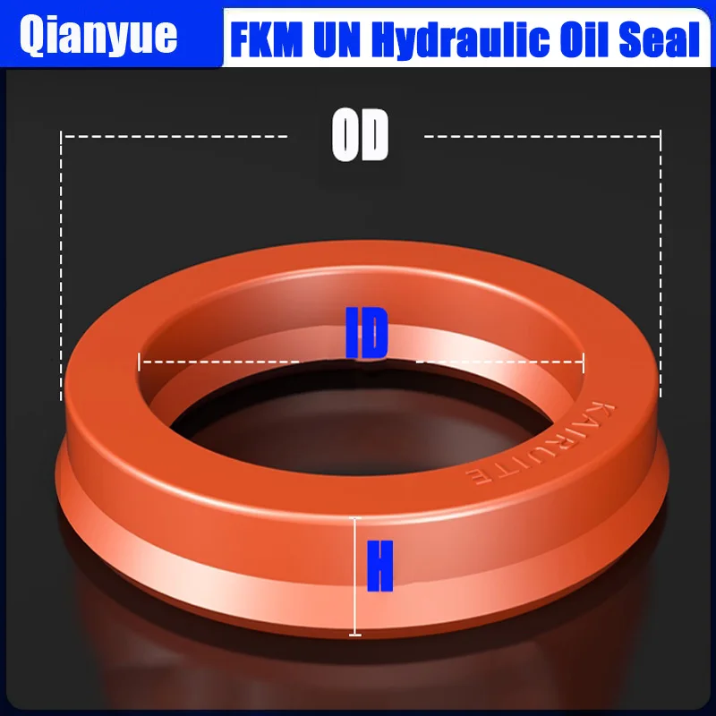 FKM UN/YX/UHS Kolbenstangendichtung ID 45-70mm - Hochtemperatur U/Y-Typ Lippen-Dichtung für Hydraulikzylinder (ODU/IDU, Verschleißfest) – Detail 1