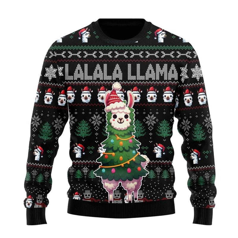 Llama Ugly Christmas Sweater For Women Men Clothes Funny Alpaca Boy Sweater Holiday Sweatshirts Casual Female Sweaters Pullovers