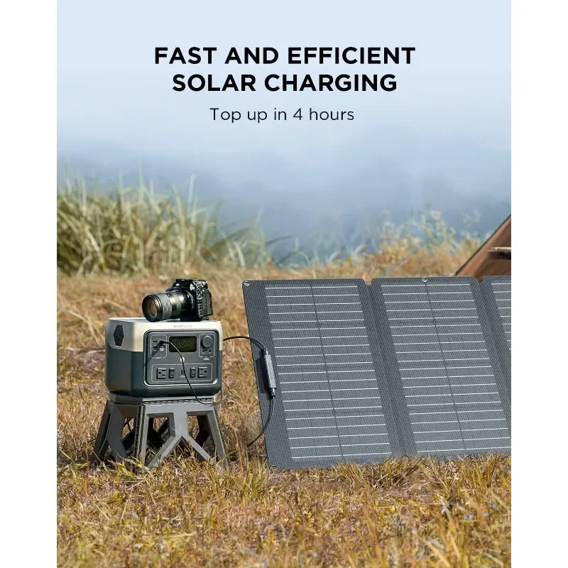 EF ECOFLOW RIVER 2 Max Solar Generator 512Wh Long-life LiFePO4 Portable Power Station& 160W Solar Panel for Home Backup Power