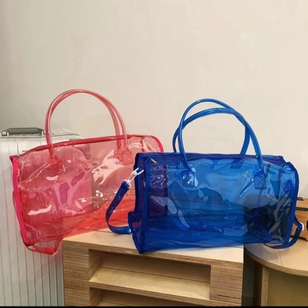 PVC Large Capacity Transparent Crossbody Bag Lightweight Toiletries Handbag Oversized Waterproof Washing Storage Bag