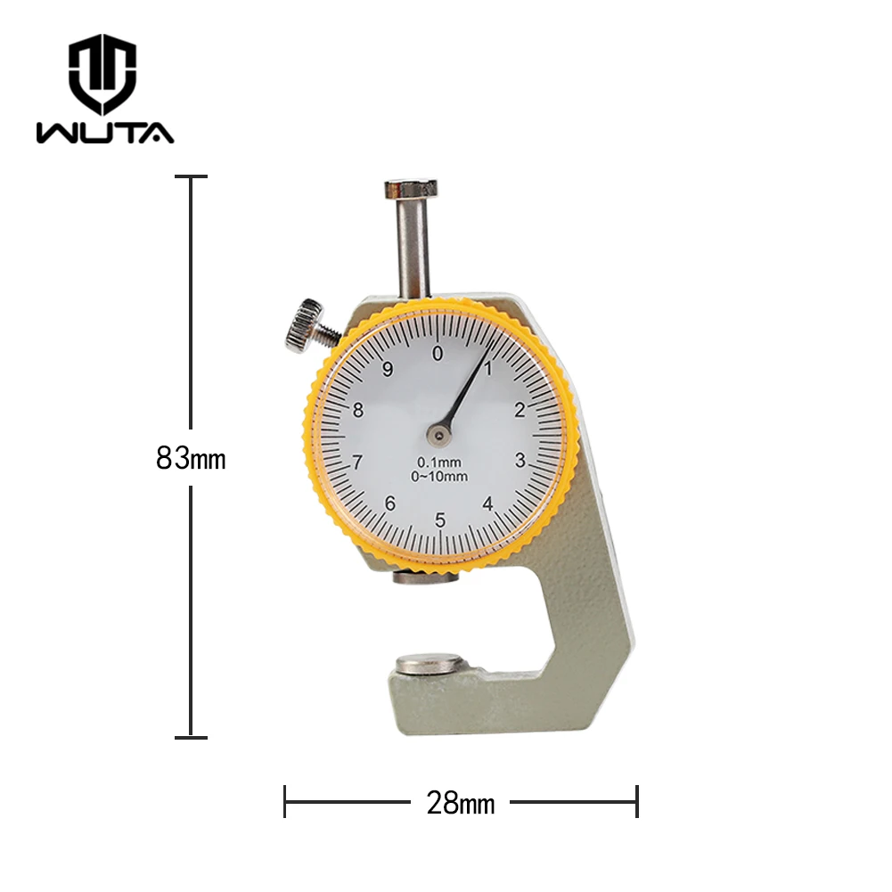 Herramientas de medición de calibre de espesor de cuero WUTA, medidor de papel de dial de 0-10mm/0,1mm, probador para tubo hueco o pinza de tubo