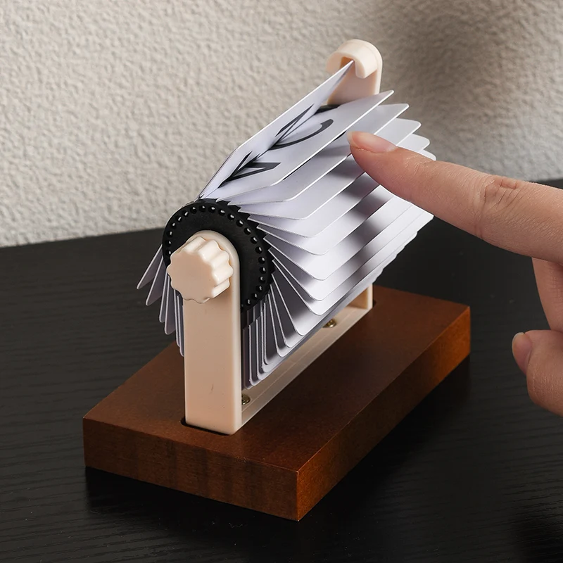 2025 목조 영구 달력 - 회전 메커니즘이 있는 빈티지 플립 데스크탑 달력, 북유럽 미니멀리스트 홈 오피스 장식